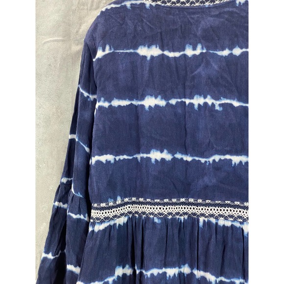 INC International Women's Fiona Tie-Dye V-Neck 3/4 Sleeve Crochet Mini Dress SZS - Picture 5 of 12
